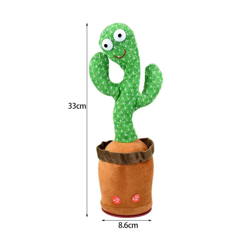 Dog playing with the talking cactus toy
