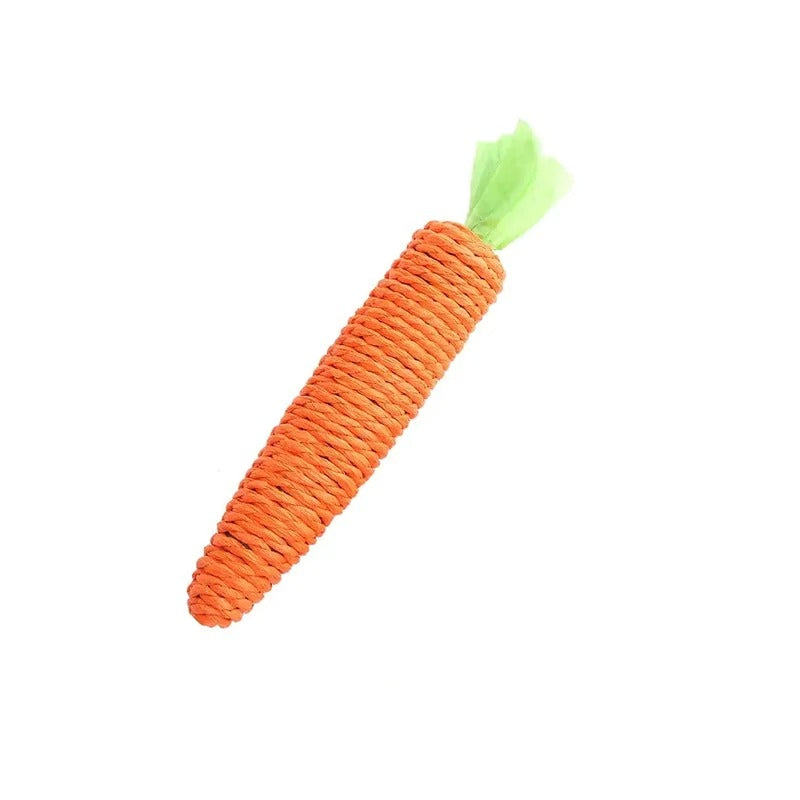 Chew-resistant paper rope on the carrot cat toy