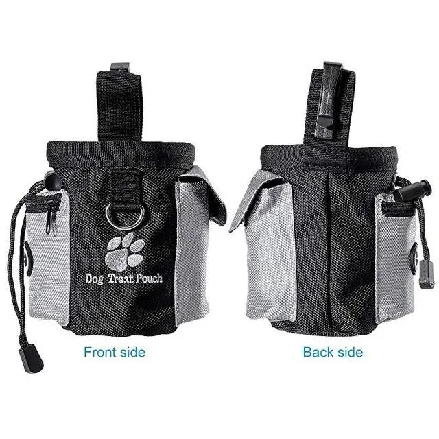 Portable dog treat bag with treats inside