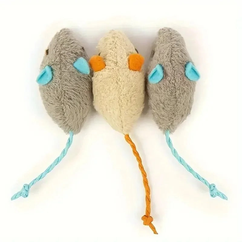 Plush rat cat toys in assorted colours