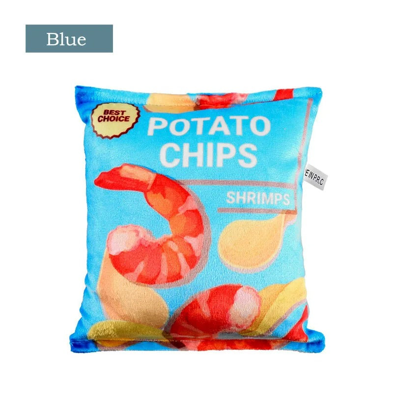Crinkle chips plush toy shown in all four colours