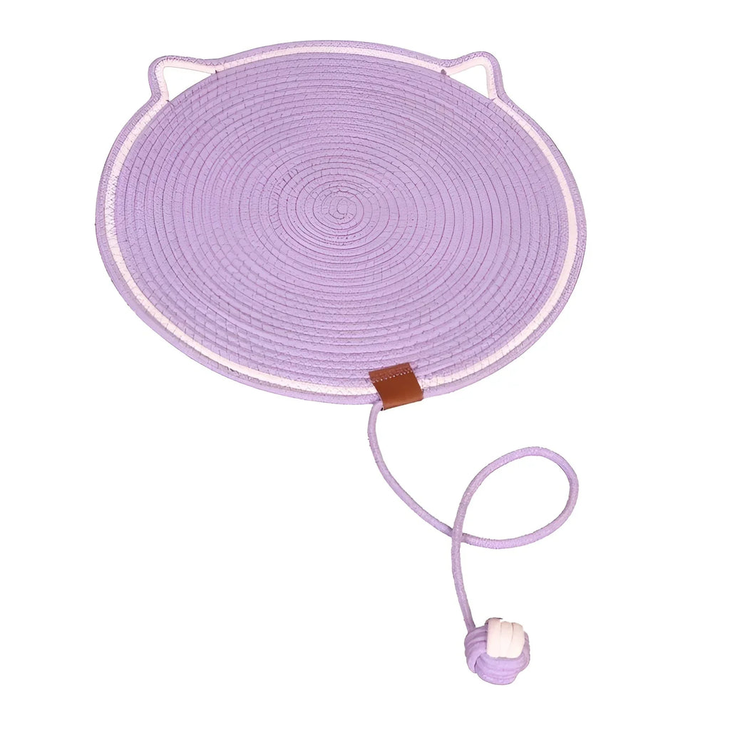 Cotton rope scratching mat on a sofa
