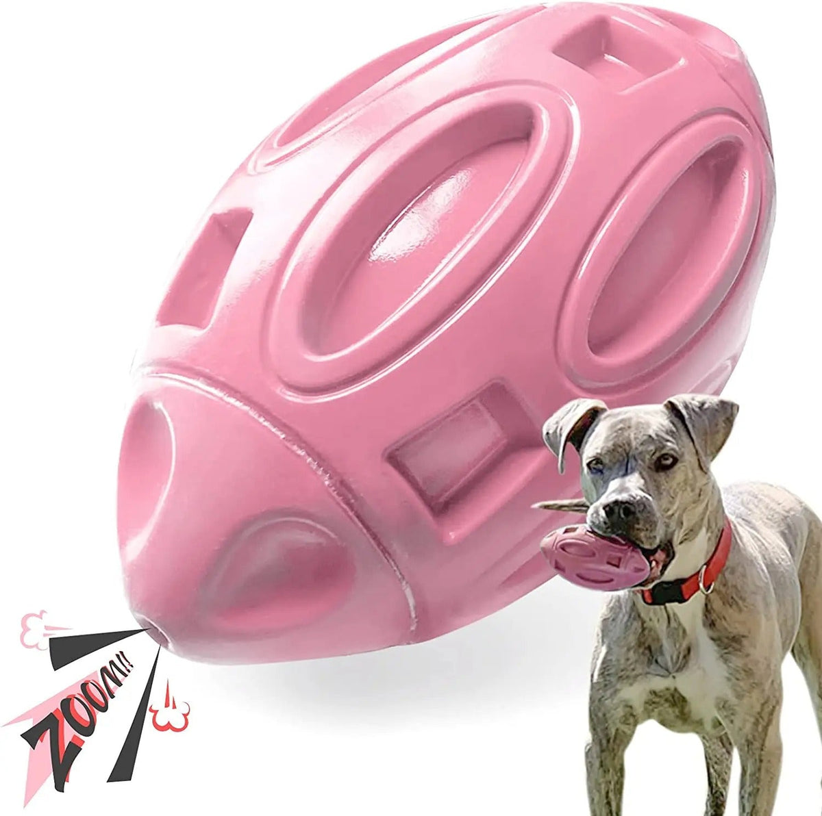 Squeaky chew toy in blue and pink