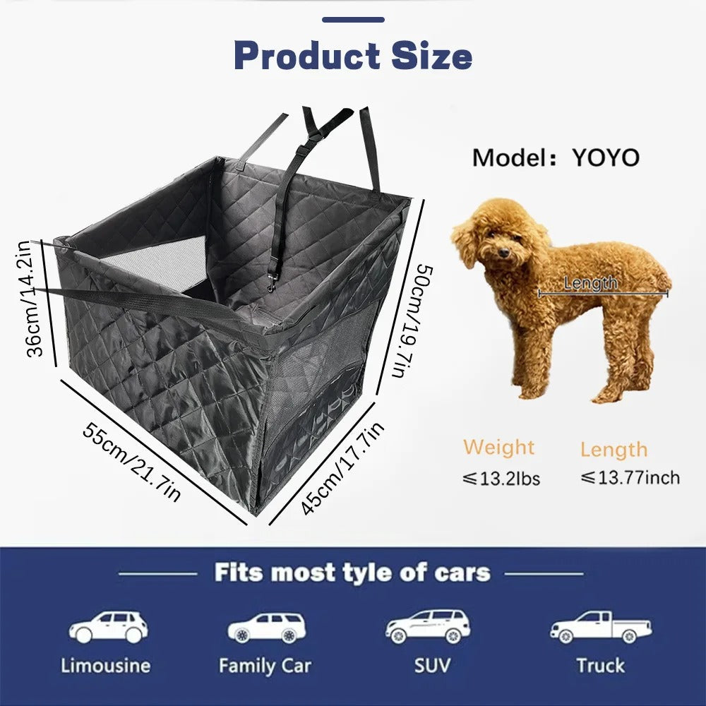 Pet bucket car seat cover fitted in a car