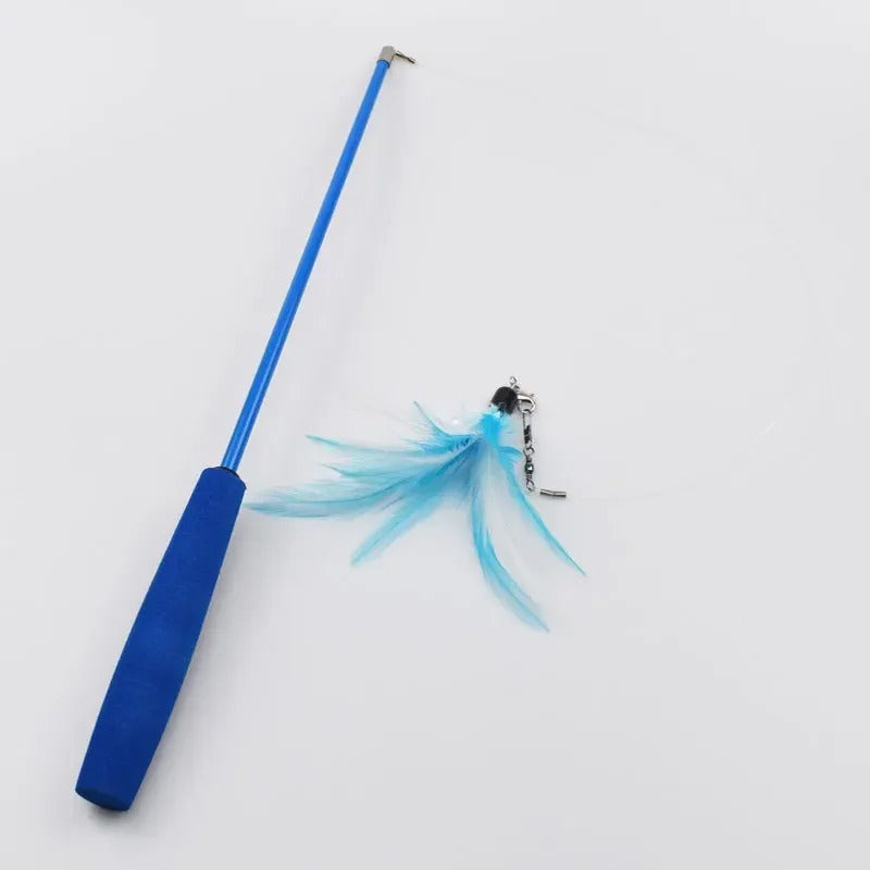 Cat feather teaser wand in blue