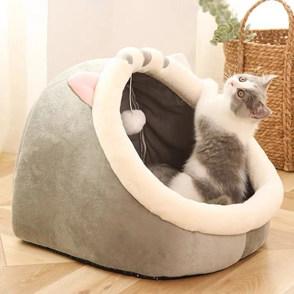 Cat settled in the CuddleCat semi-enclosed nest