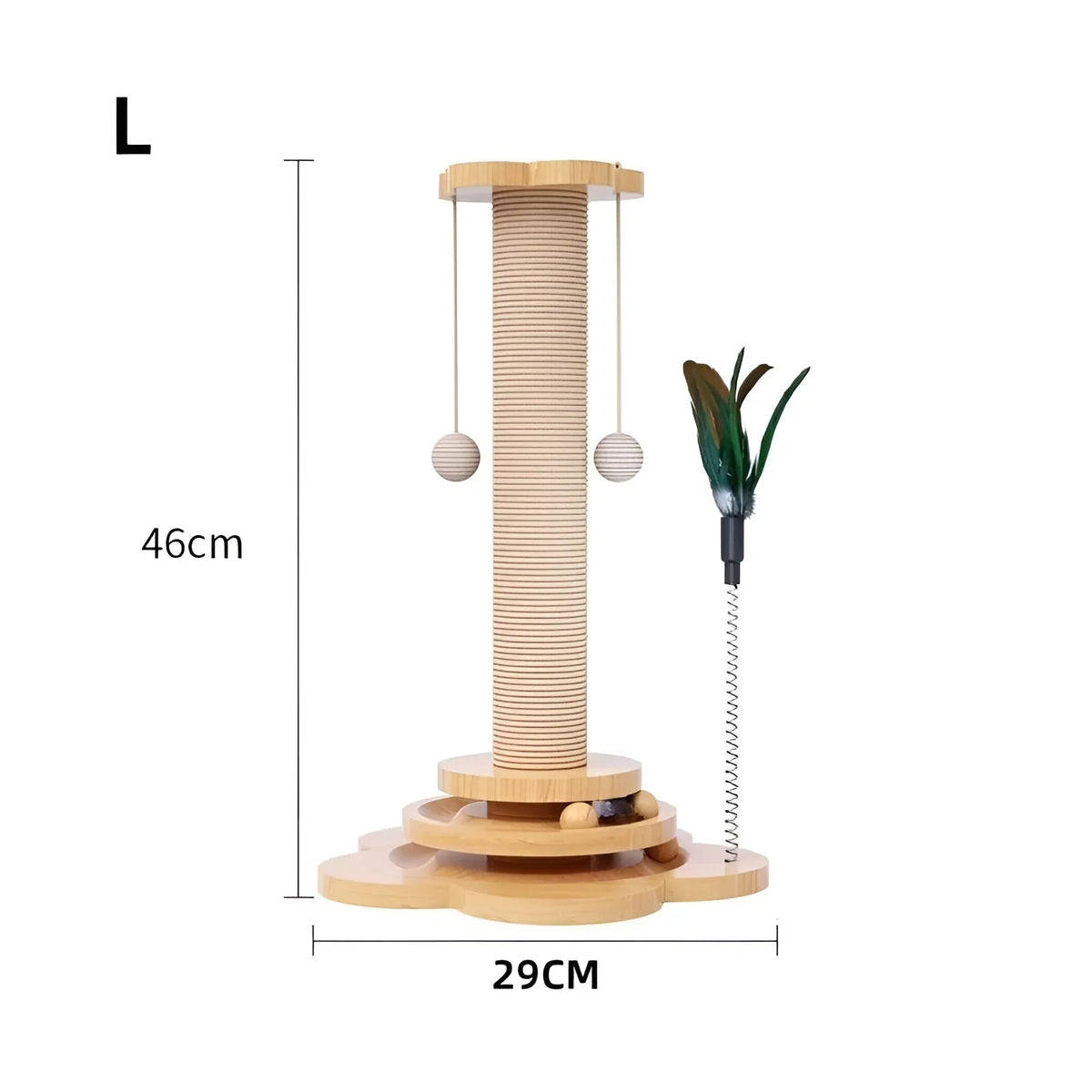 Natural wood cat scratching and play toy