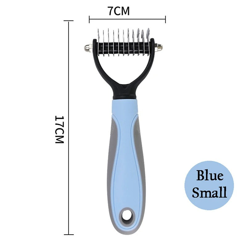 Grooming a cat with the de-shedding brush