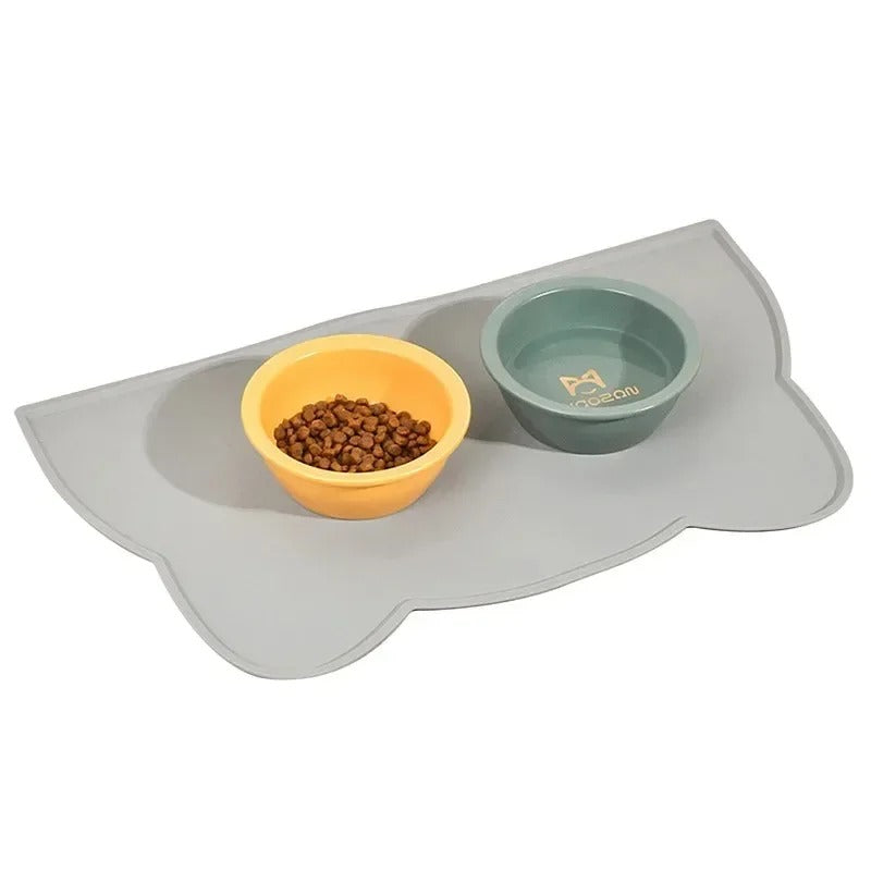 Pet bowls on the AquaShield bowl mat