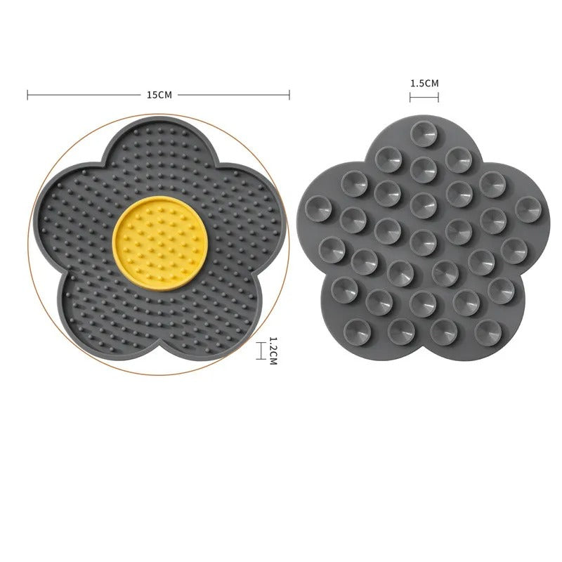 Sunflower silicone lick mat shown in all colours