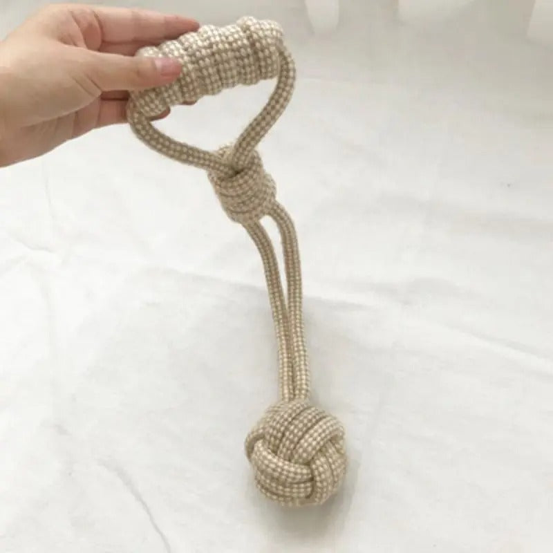 Dental knot rope toy laid flat