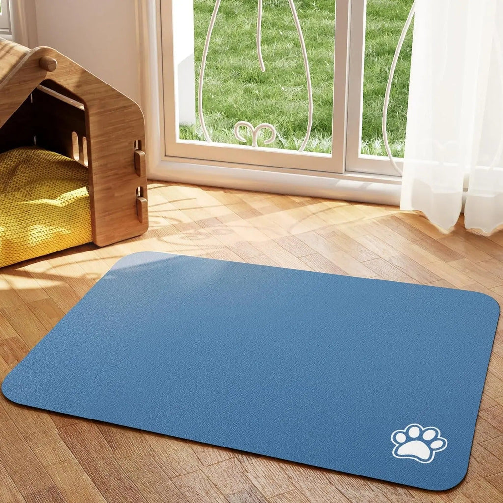 Absorbent non-slip pet feeding mat shown in all colours