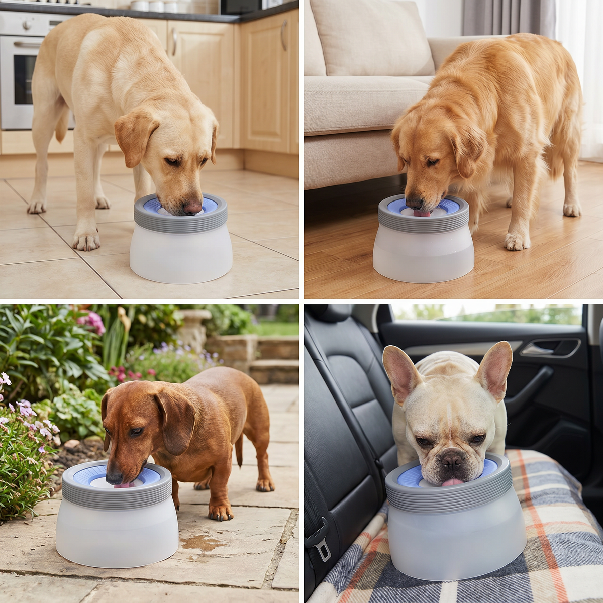 Spill-proof dog bowl in green