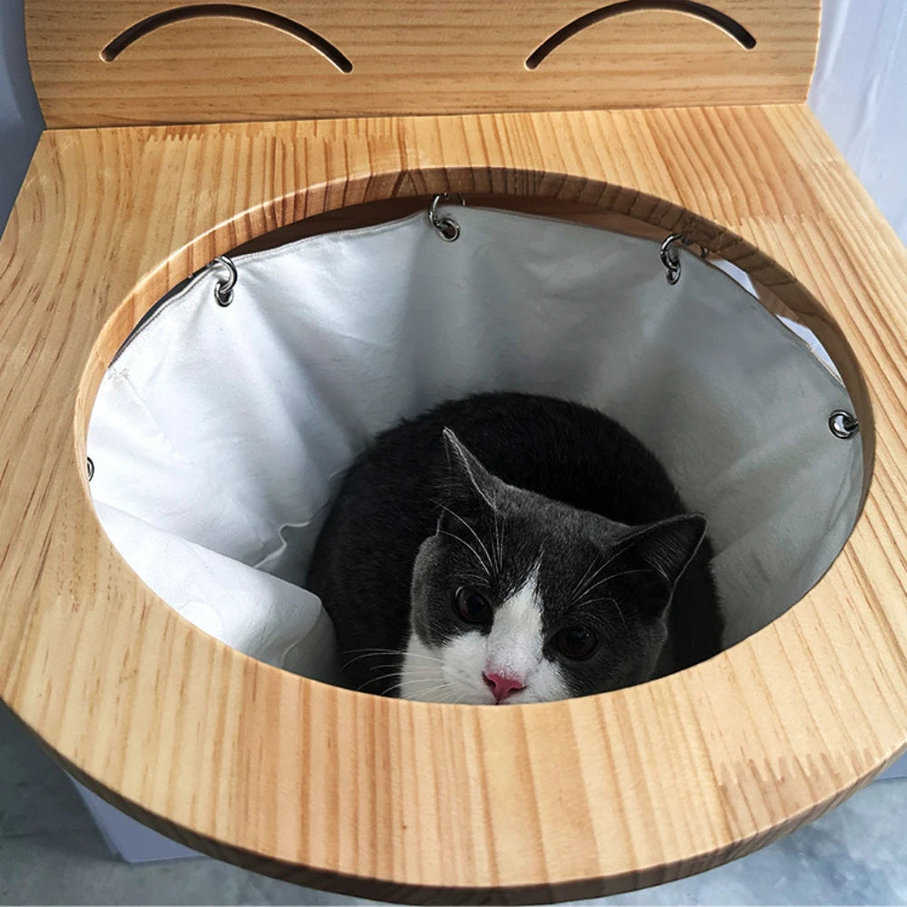 Wooden cat hammock detail
