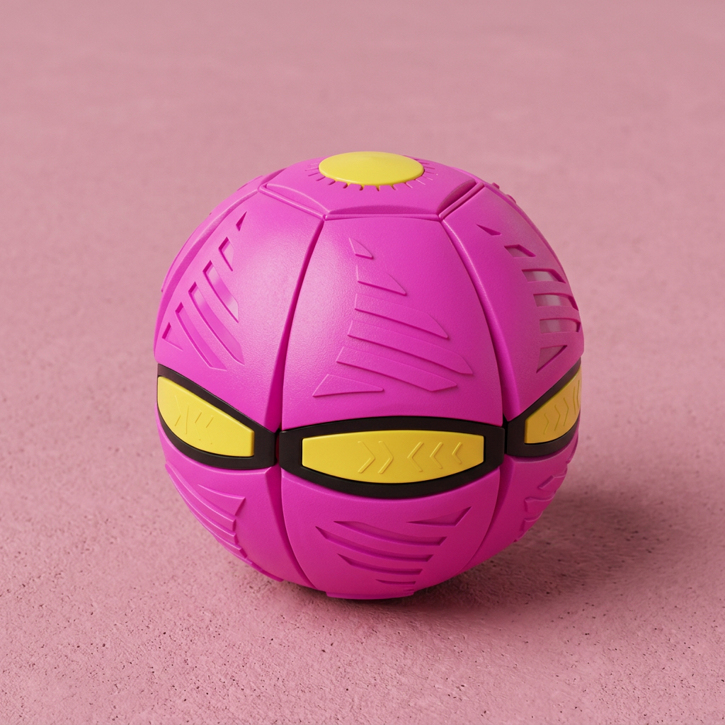 Interactive flying ball for dogs in pink