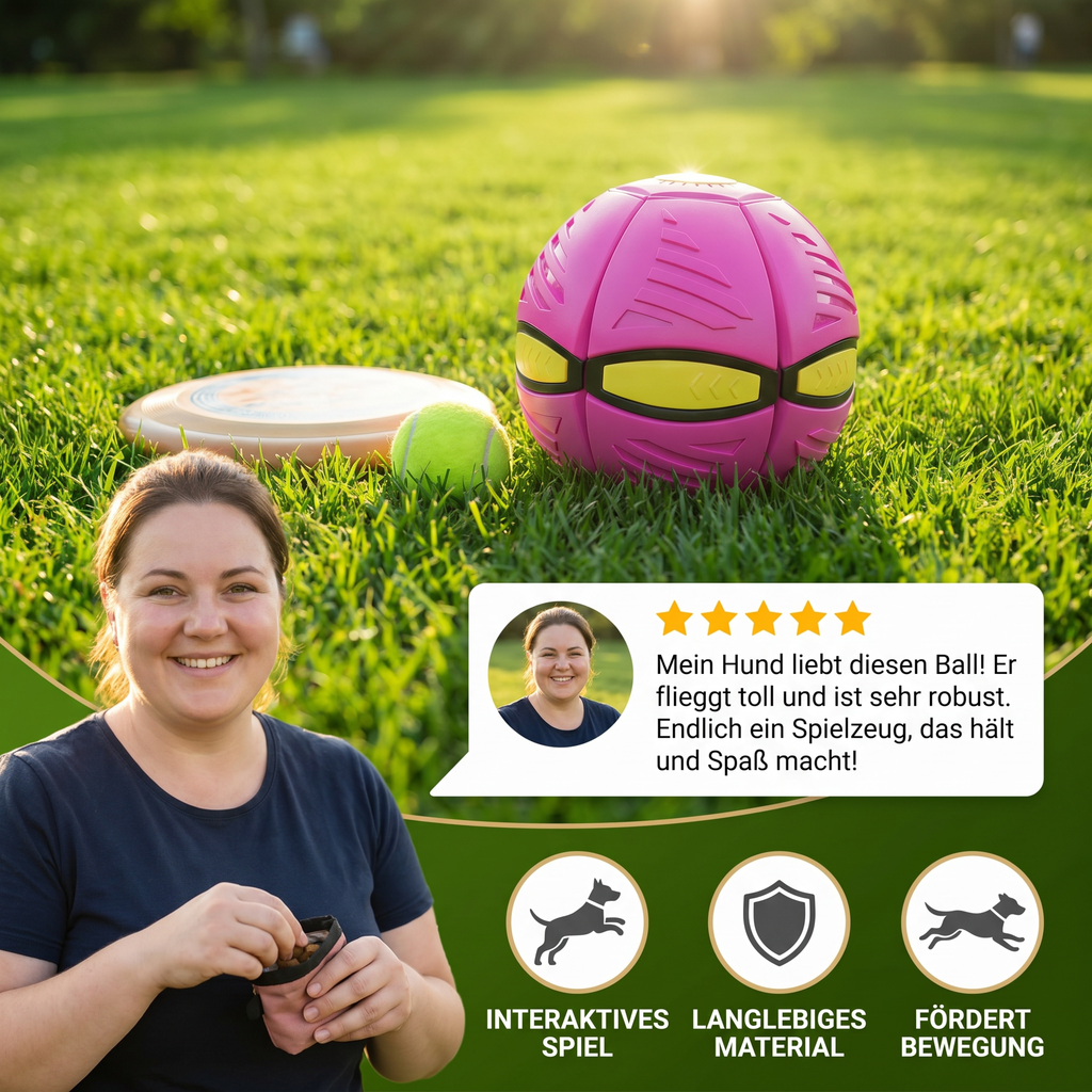 Dog chasing the interactive flying ball