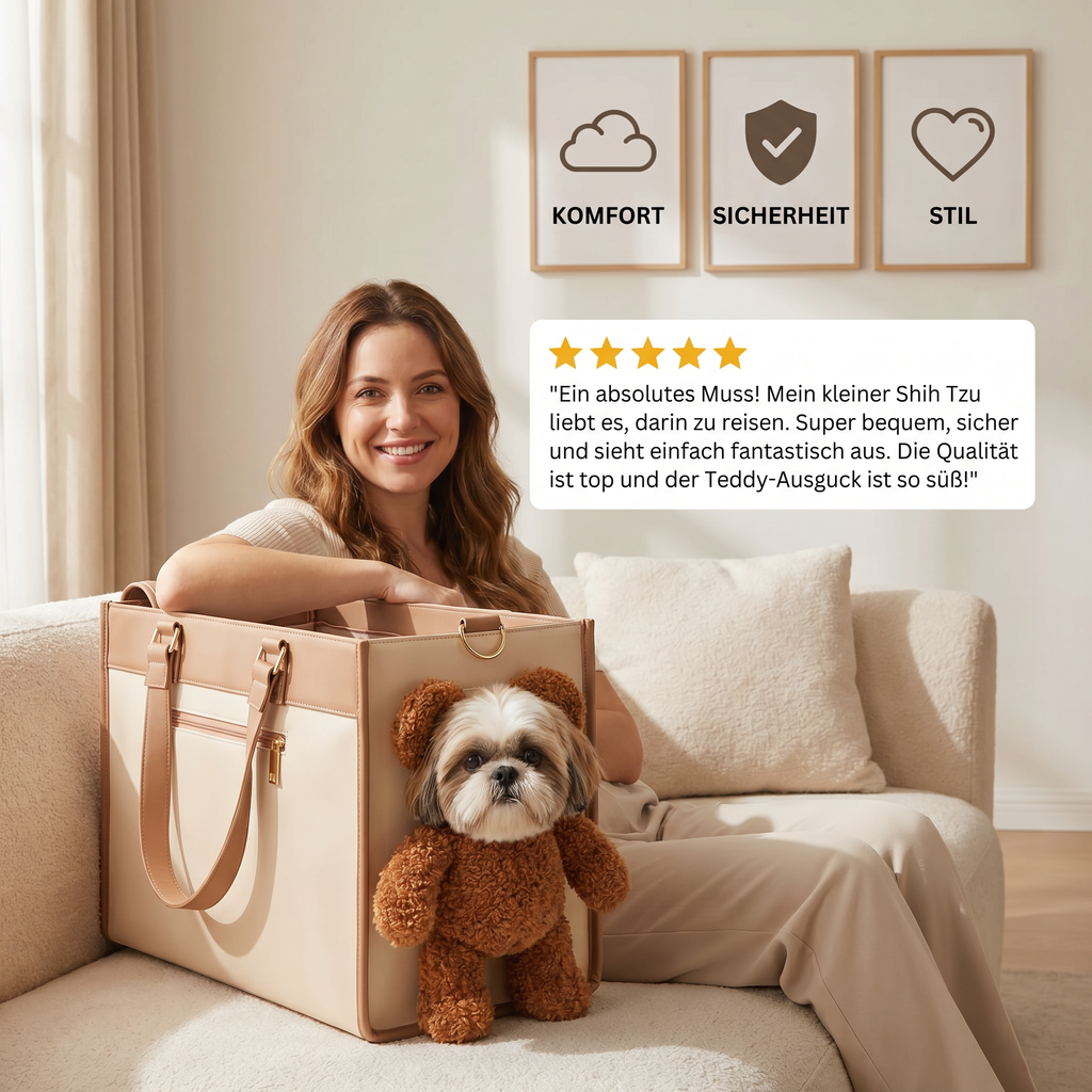 Pet carrier bag with teddy bear peek-a-boo window