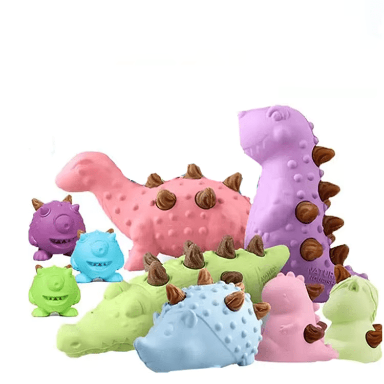 Dog chewing the treat-dispensing toy