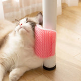 Wall-mounted cat self-groomer with catnip