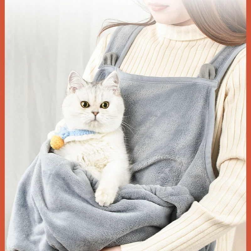 Cosy cat carrier apron in use