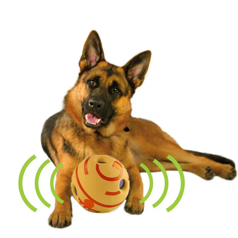 Giggle ball dog toy in motion