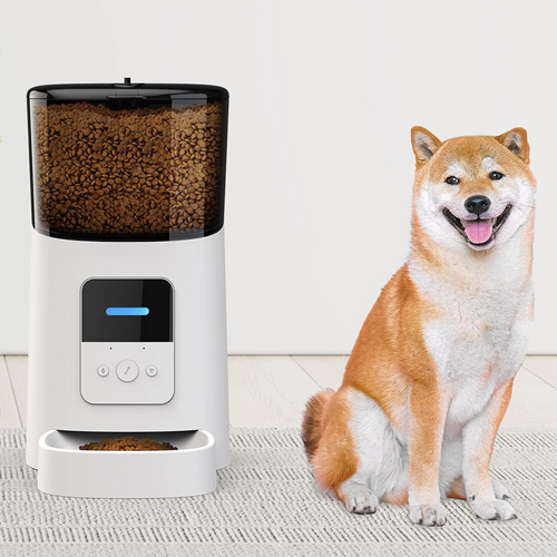 Automatic pet feeder with voice recorder