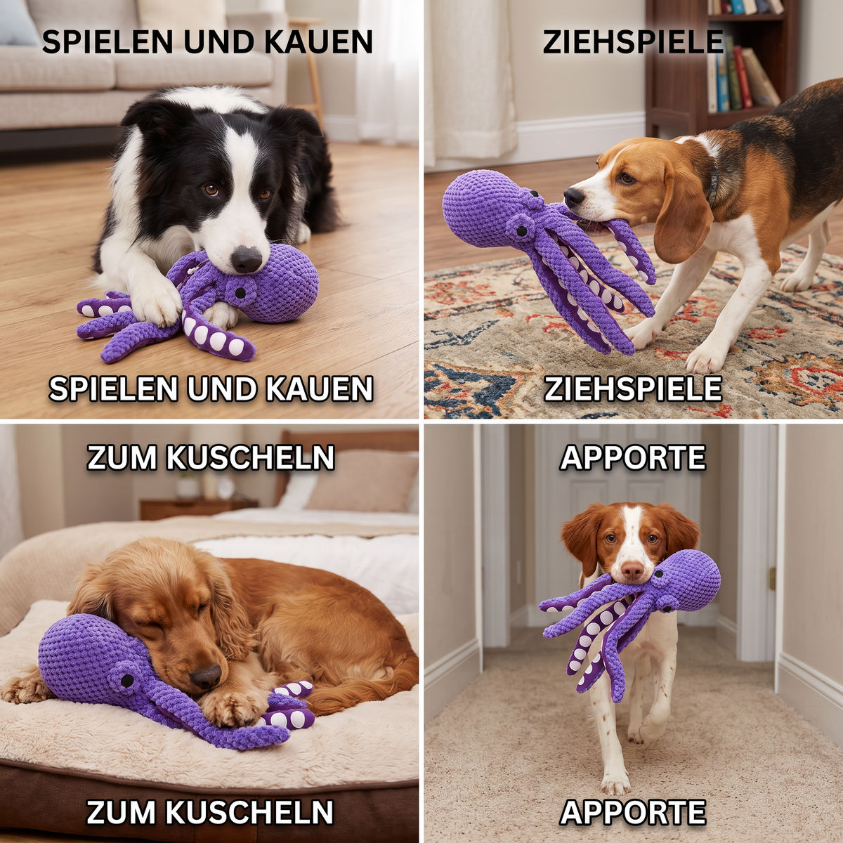 Large Octopus Plush Squeaky Toy for Dogs