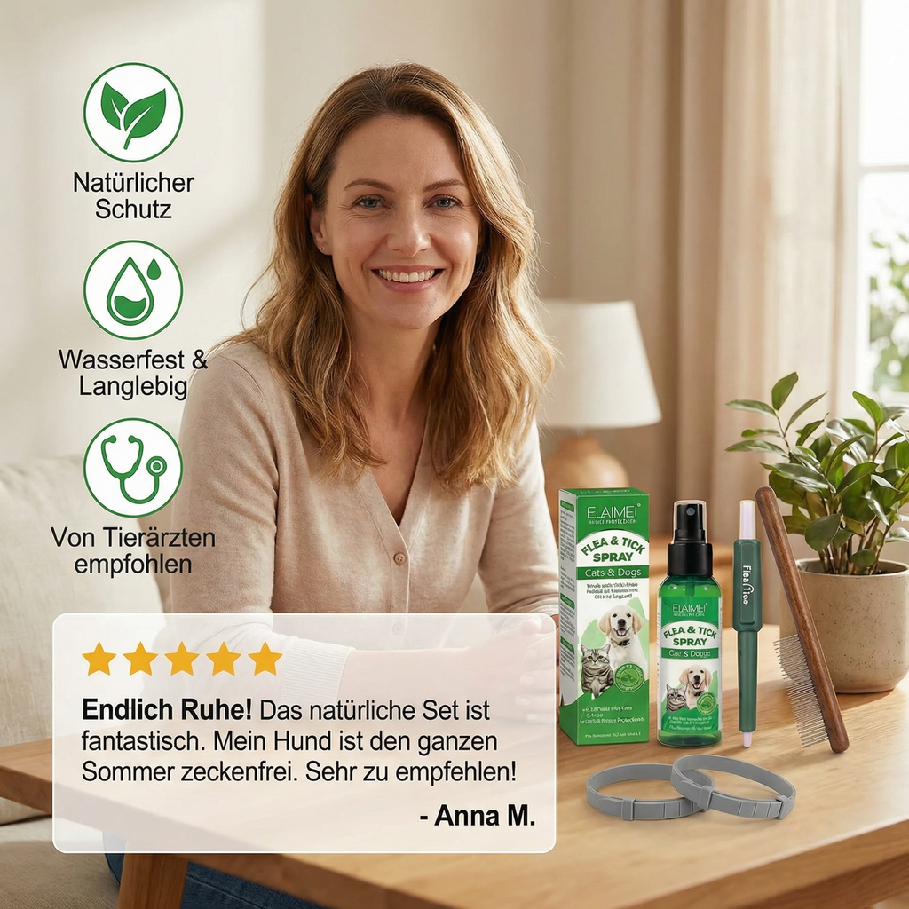 Natural tick-free all-round protection set for dogs