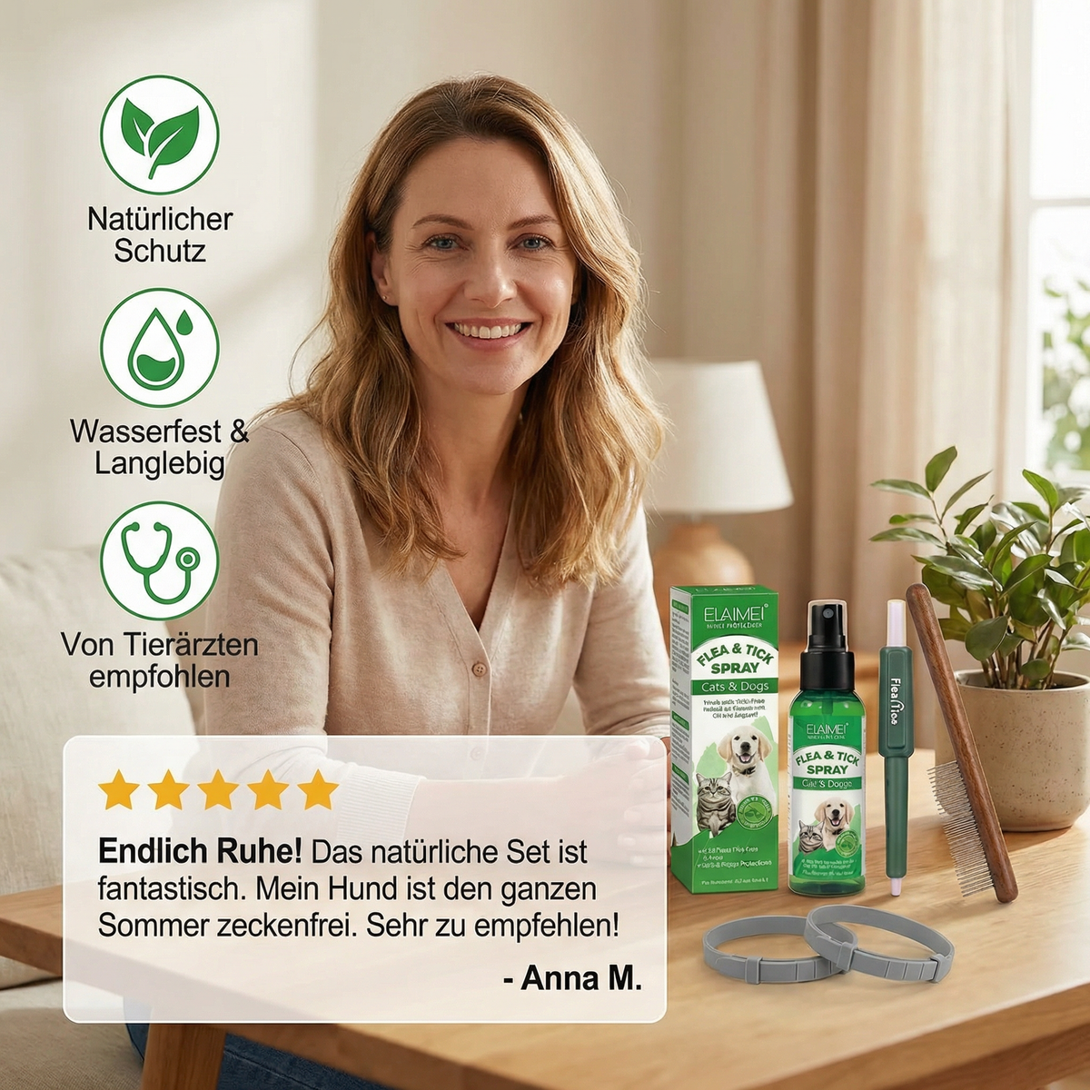 Natural tick-free all-round protection set for dogs
