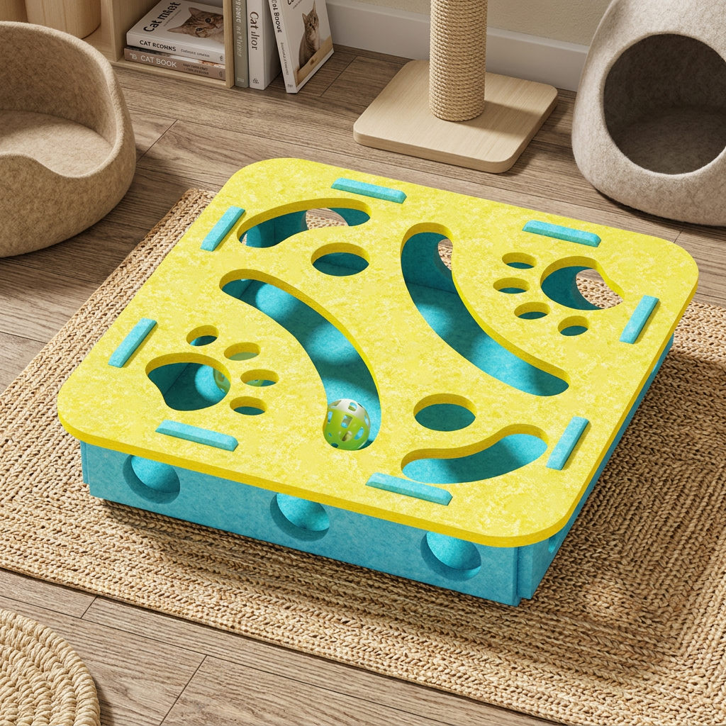 Interactive felt puzzle toy for cats