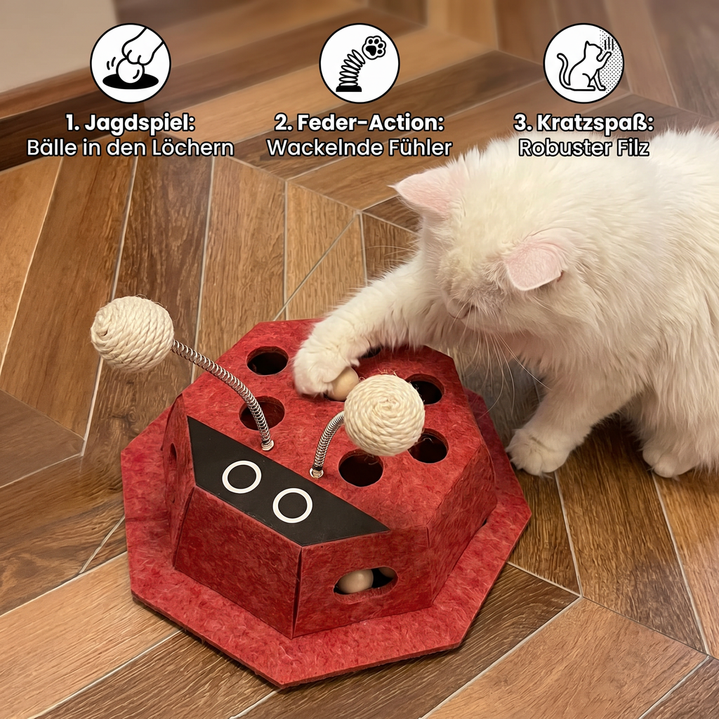 3-in-1 ladybird puzzle toy for cats