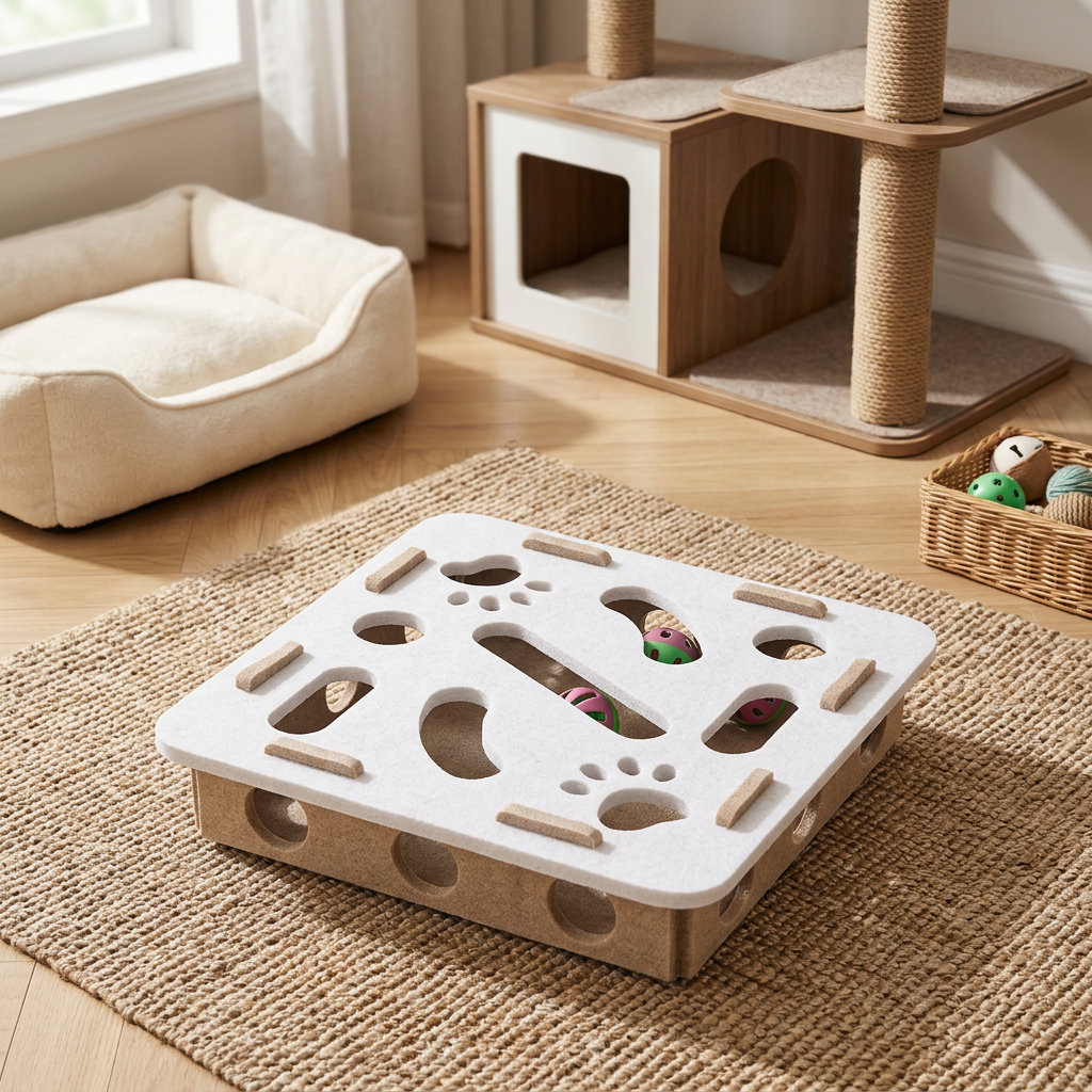 Interactive felt puzzle toy for cats