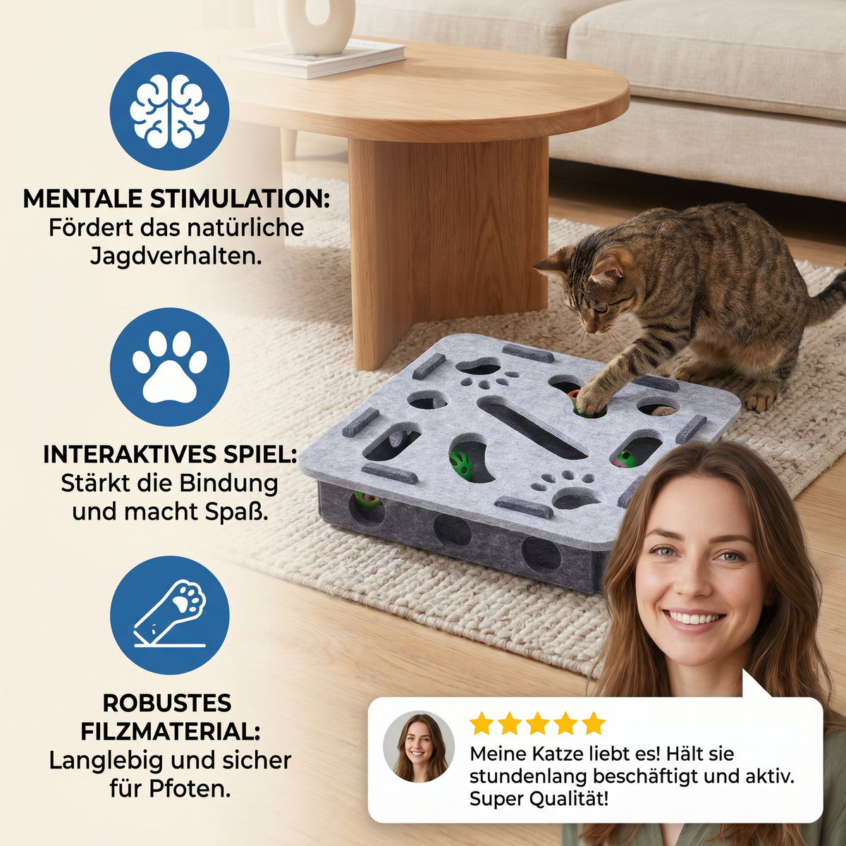 Interactive felt puzzle toy for cats