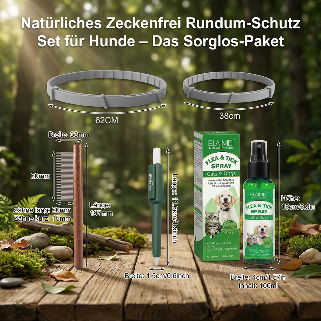 Natural tick-free all-round protection set for dogs