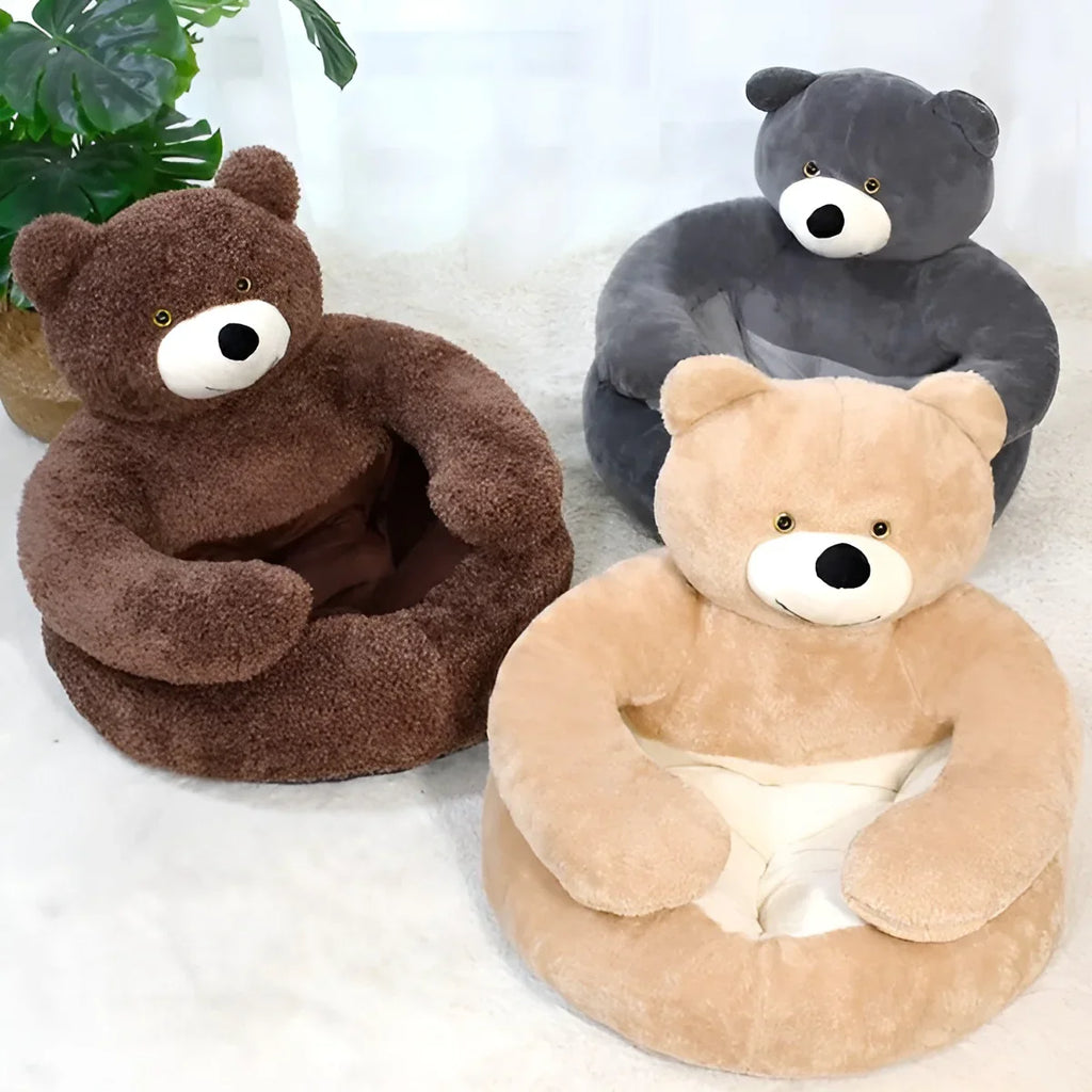 Dog curled up asleep in the SnuggleNest plush bed