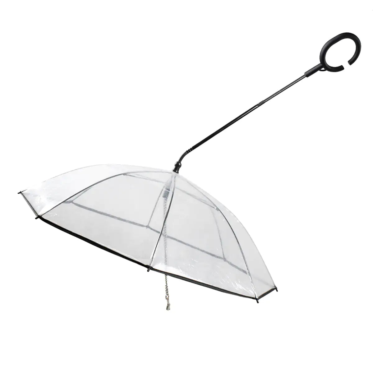 Clear dog umbrella with lead attachment
