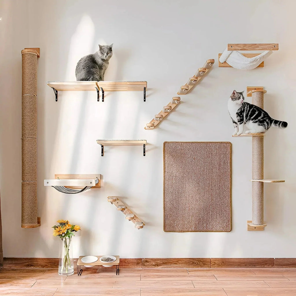 ClimbBuddy cat wall shelf with scratching post
