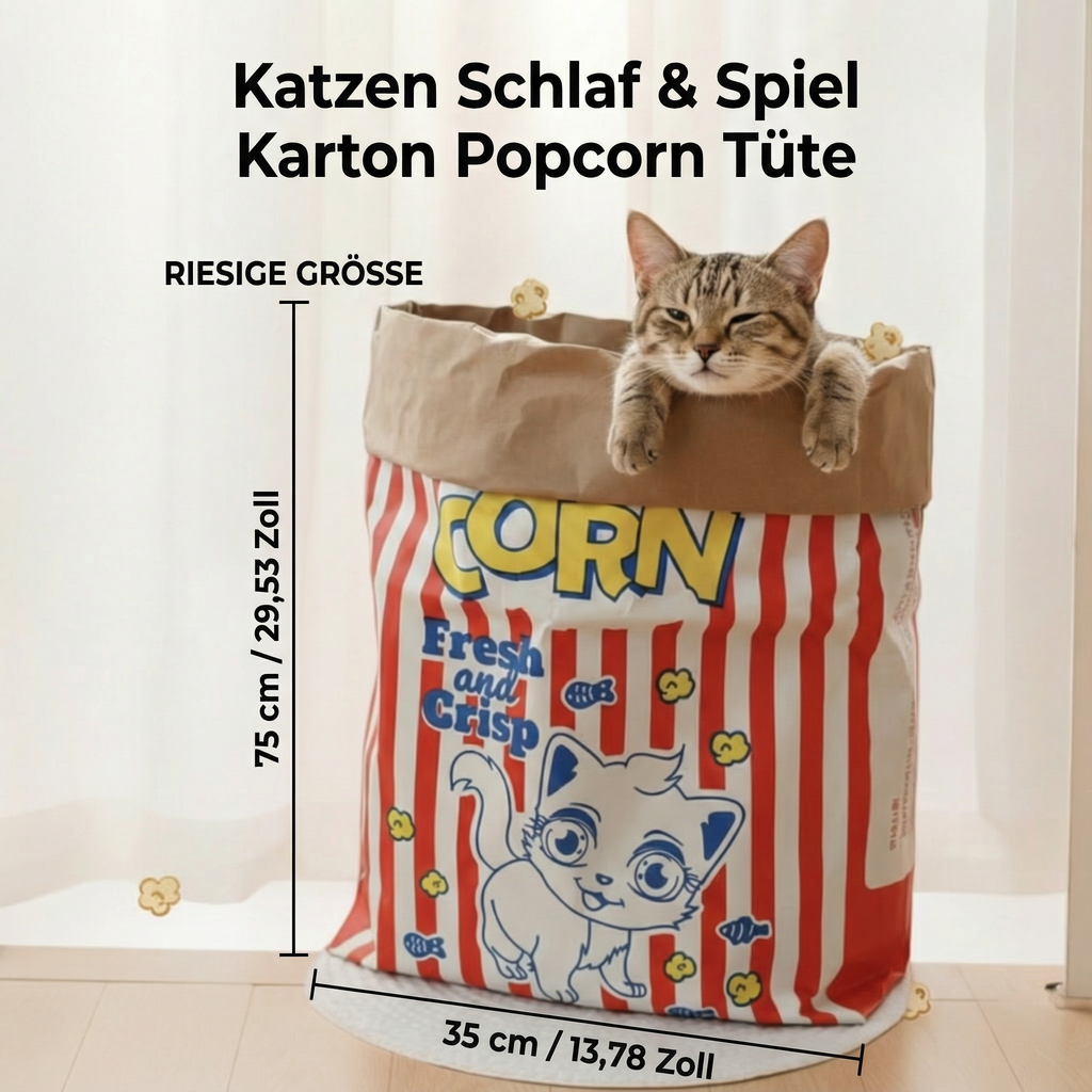 Cat sleep and play cardboard popcorn bag