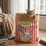 Cat sleep and play cardboard popcorn bag