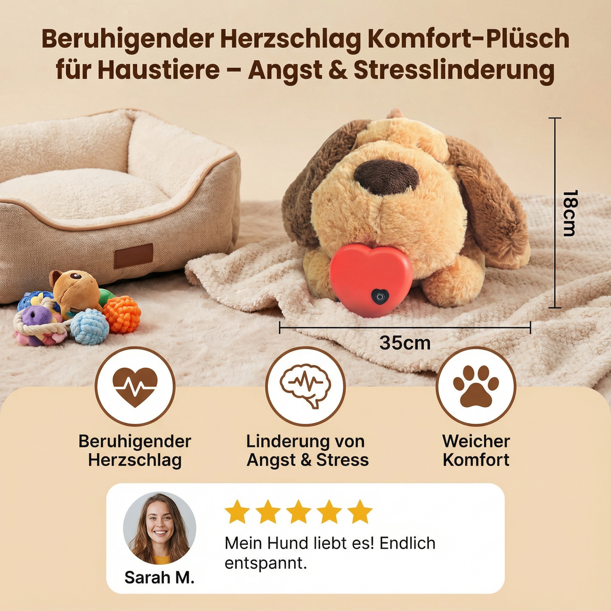 Calming heartbeat comfort plush for pets