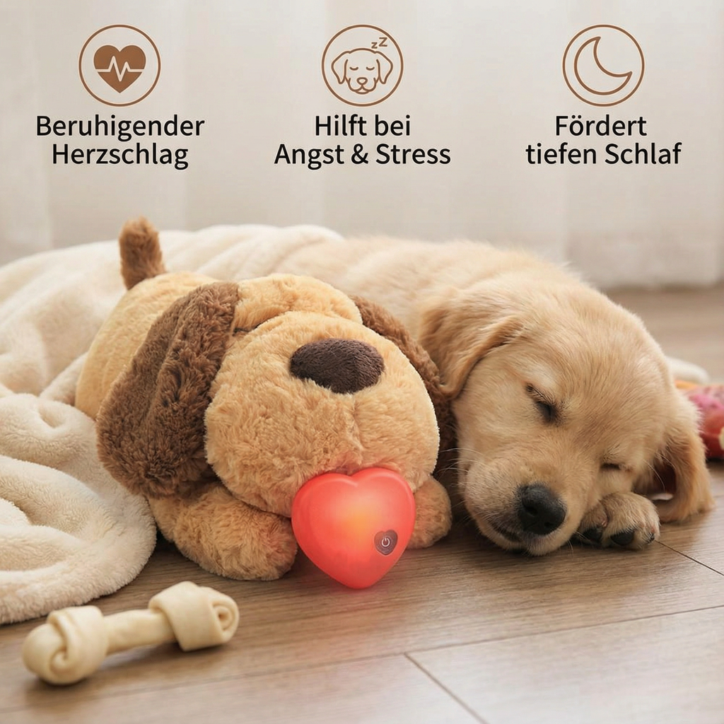 Calming heartbeat comfort plush for pets