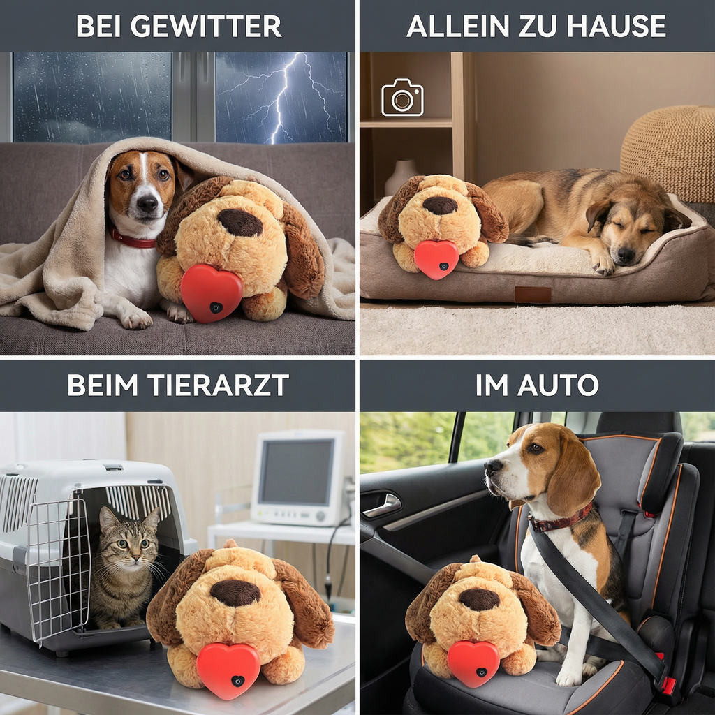 Calming heartbeat comfort plush for pets