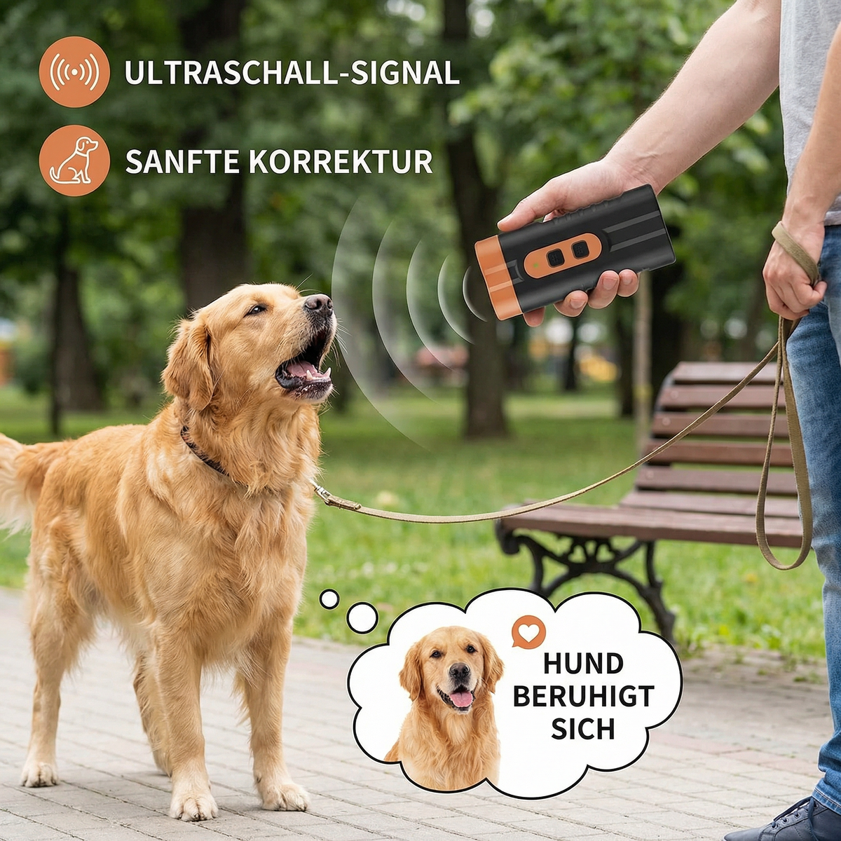 Ultrasonic anti-bark training device for dogs
