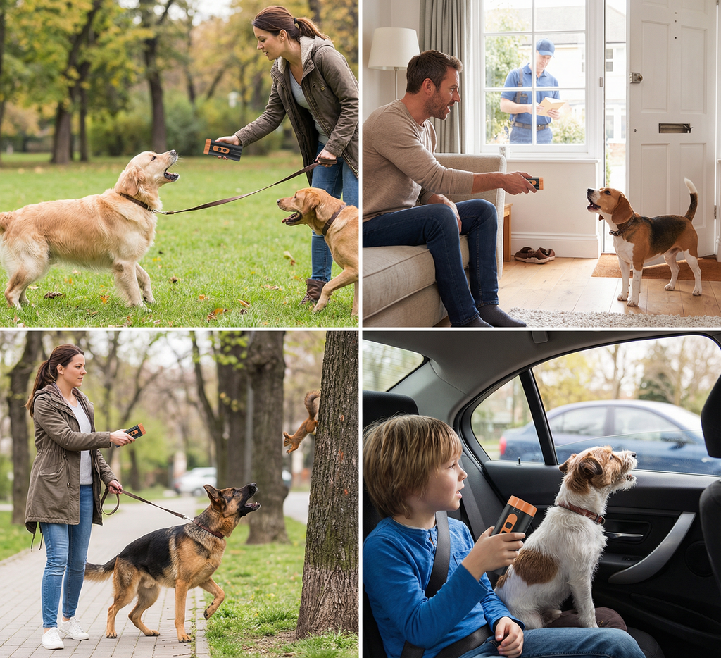 Ultrasonic anti-bark training device for dogs