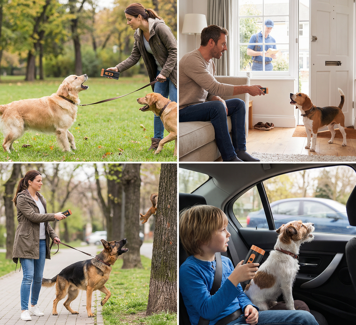 Ultrasonic anti-bark training device for dogs