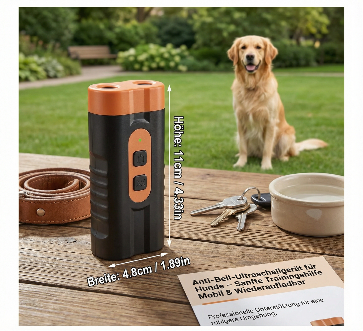 Ultrasonic anti-bark training device for dogs