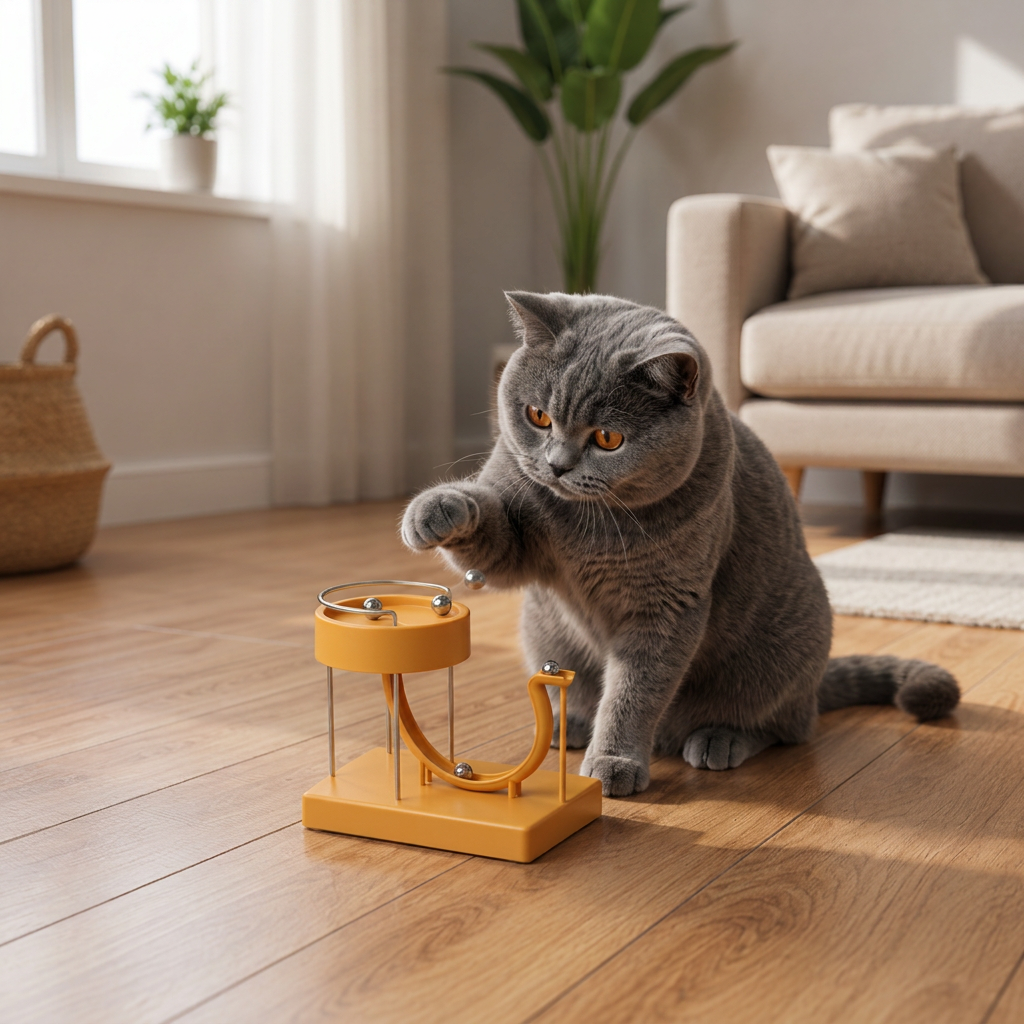 Ball track cat toy with rolling balls